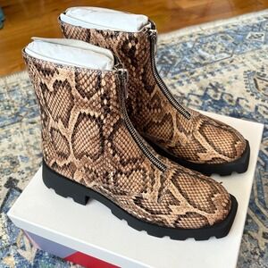 NIB Katy Perry Daarling Combat‎ Boot True Taupe Multi Snake Print Women's Size 6